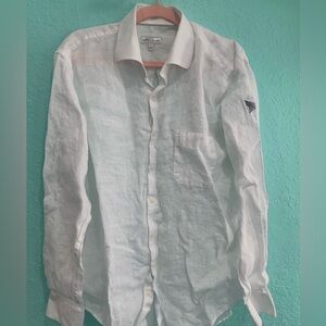 Peter Millar White Linen Long-Sleeve Shirt Secession golf club L